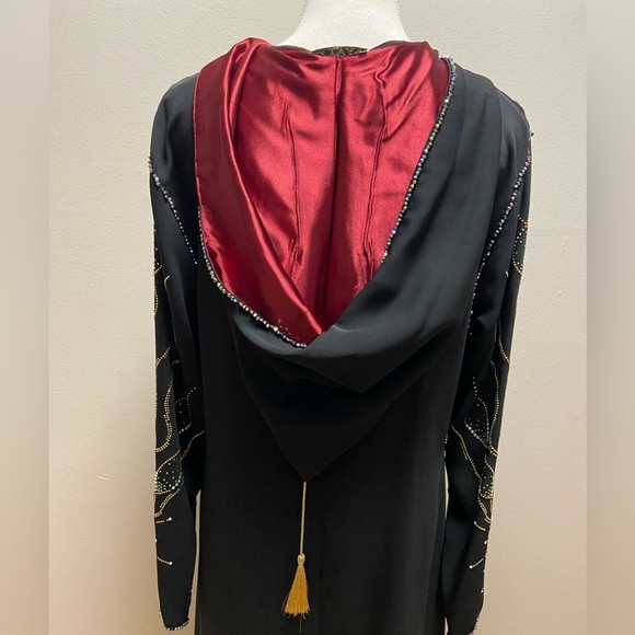 Ayat fashion‎ abaya kaftan maxi black embellished hooded Medium NWT - Picture 8 of 10